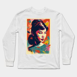 Vintage  woman in pop-art style Long Sleeve T-Shirt